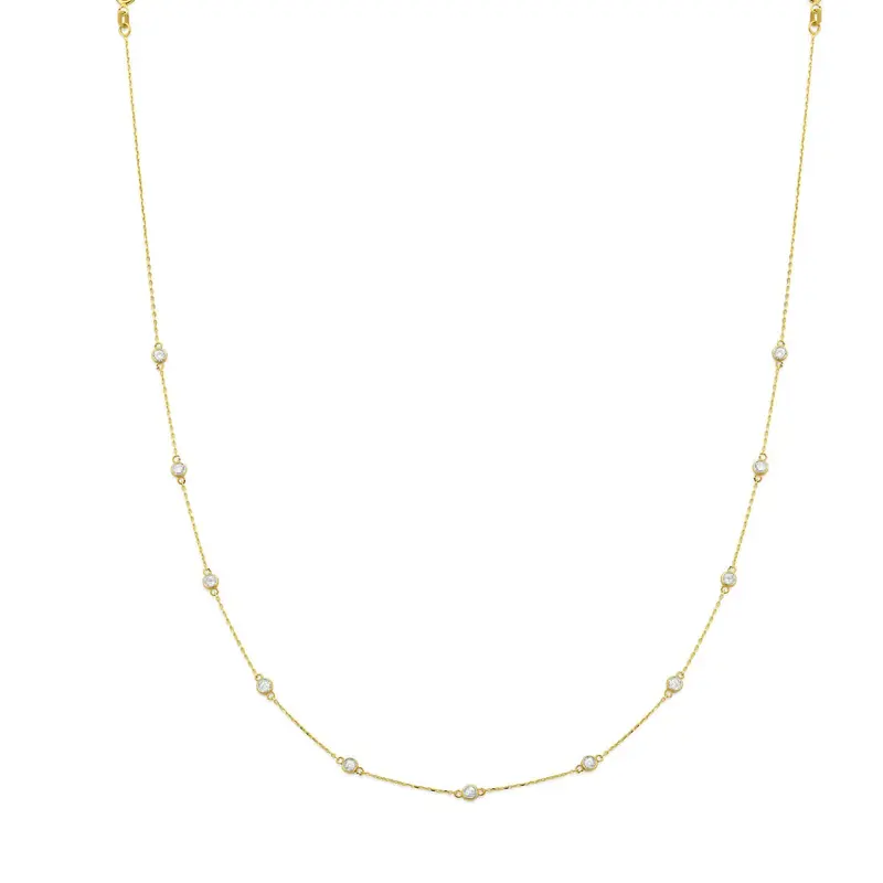 14k geelgouden ketting met zirkonia