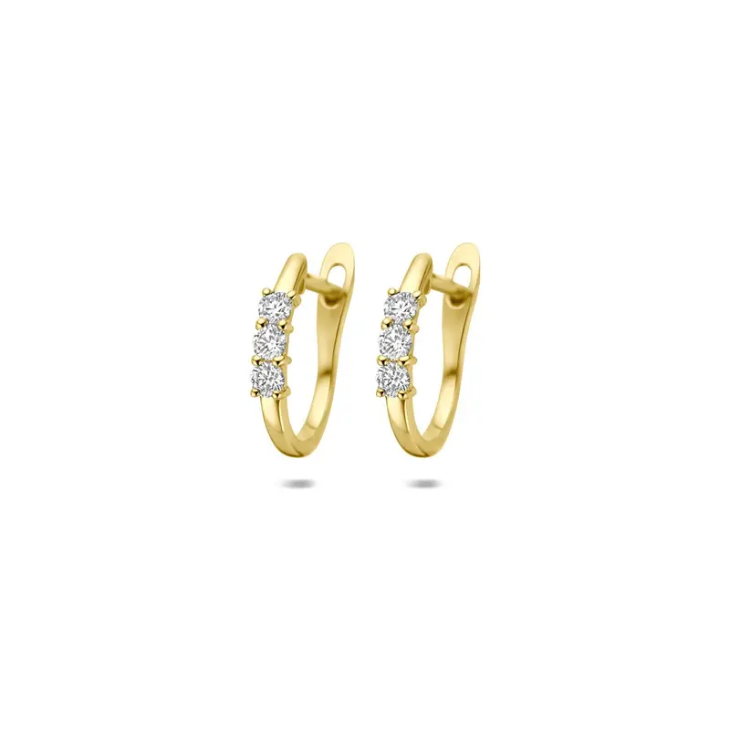 14k Geelgouden klapoorringen met diamant