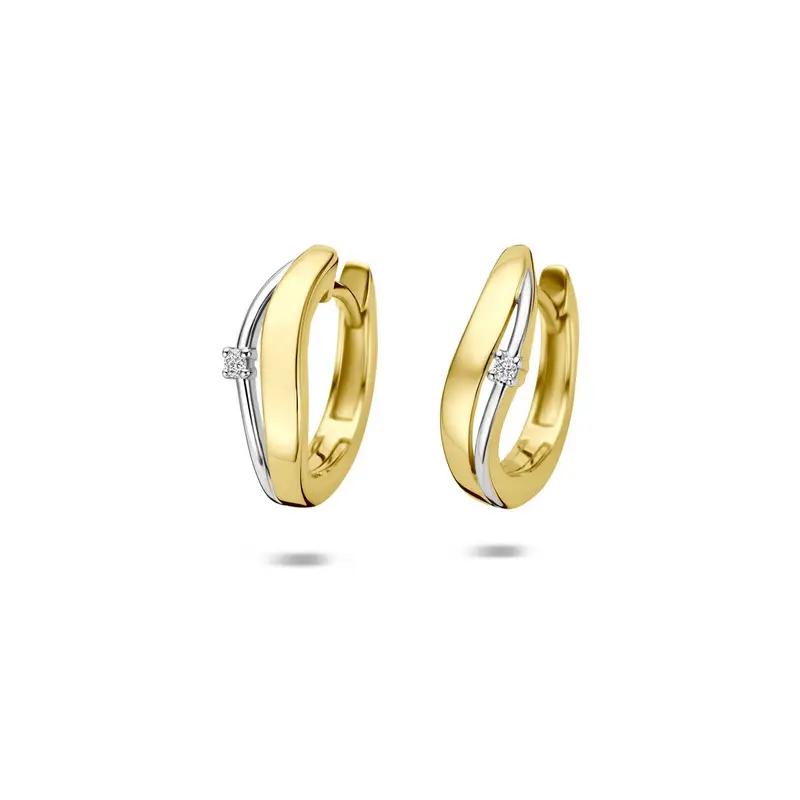 14k Geelgouden klapoorringen met diamant