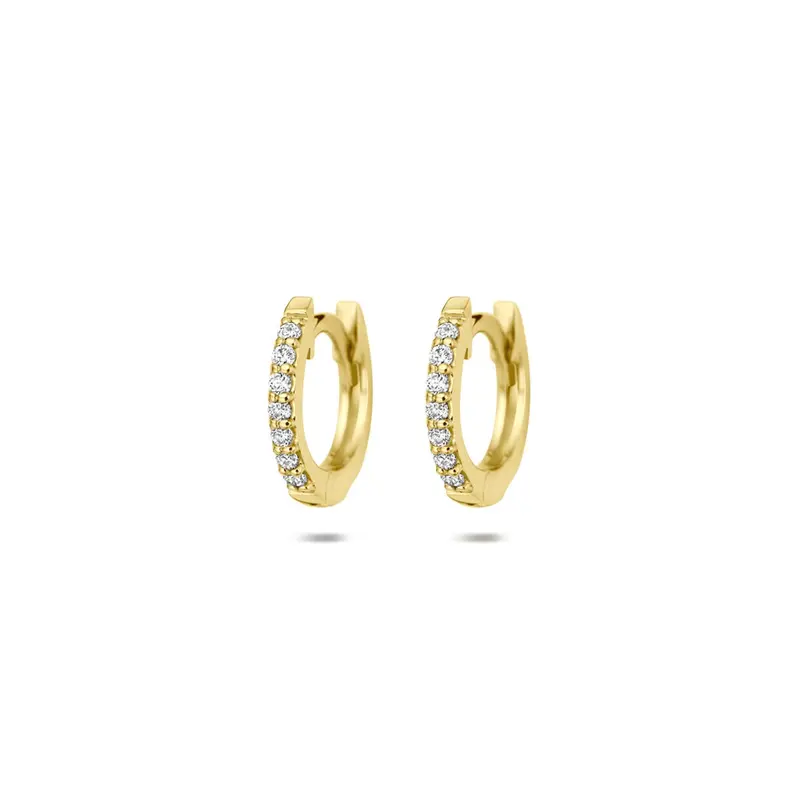 14k Geelgouden klapoorringen met lab grown diamant 0,22 ct