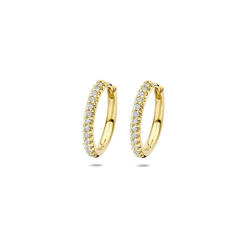 14k Geelgouden klapoorringen met lab grown diamanten – 14.5x2 mm dames oorringen