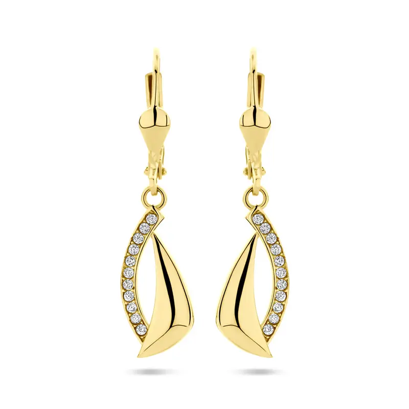 14K Geelgouden Oorbellen met Zirkonia voor Dames 31 x 7,5 mm – 4033515