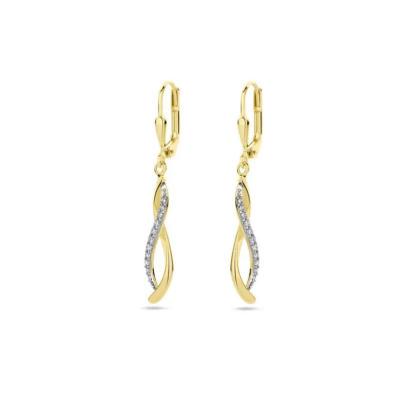 14K Geelgouden Oorbellen met Zirkonia voor Dames 37 x 5 mm – 4029257