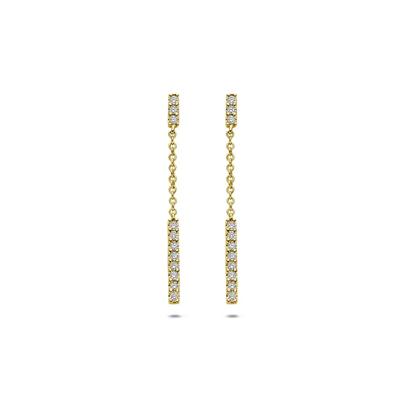 14k Geelgouden oorhangers met diamant