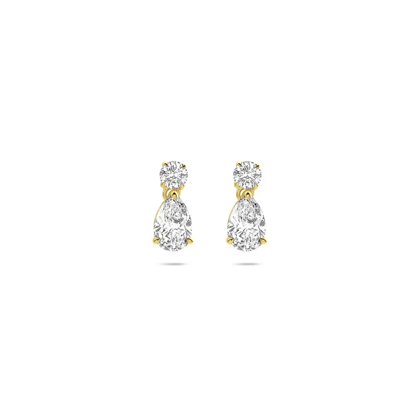 14k Geelgouden oorhangers met lab grown peer diamant – 1.25 ct