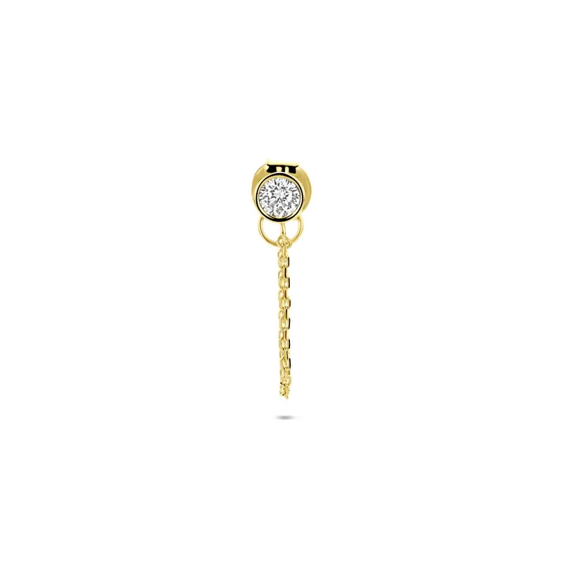 14k geelgouden oorknop met zirkonia – per stuk verkocht