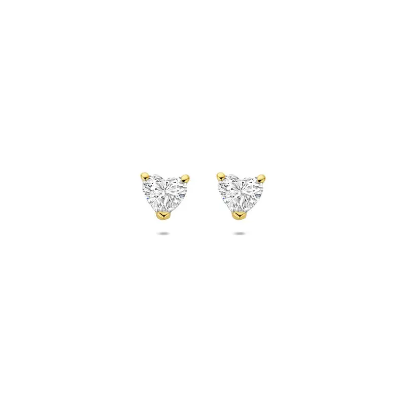 14k Geelgouden oorknopjes met hartvormige lab grown diamant 0.60ct