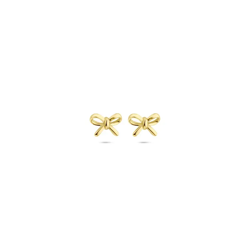 14k Geelgouden oorknoppen in strikvorm 4.5x6.5mm