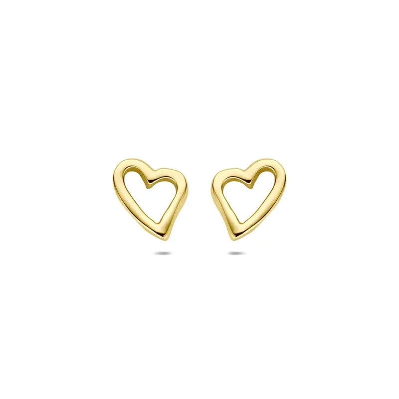 14k Geelgouden oorknoppen met hartje 10 mm