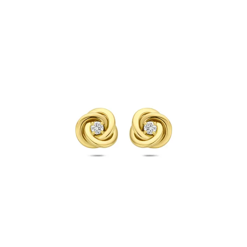 14k geelgouden oorknoppen met lab grown diamant 0,07 ct