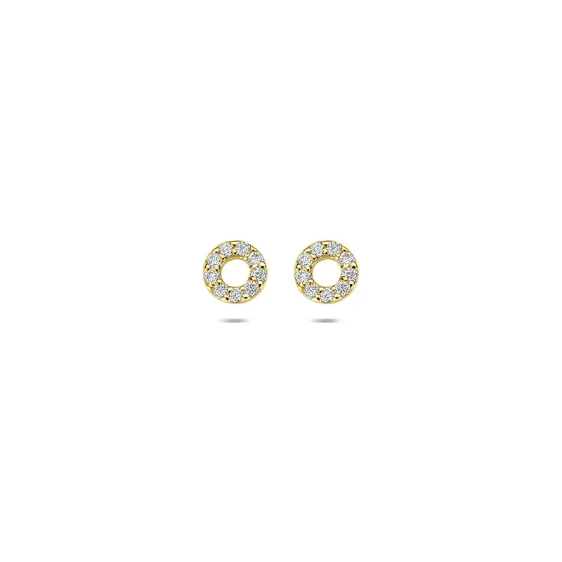 14k Geelgouden oorknoppen met lab grown diamant 0,092 ct