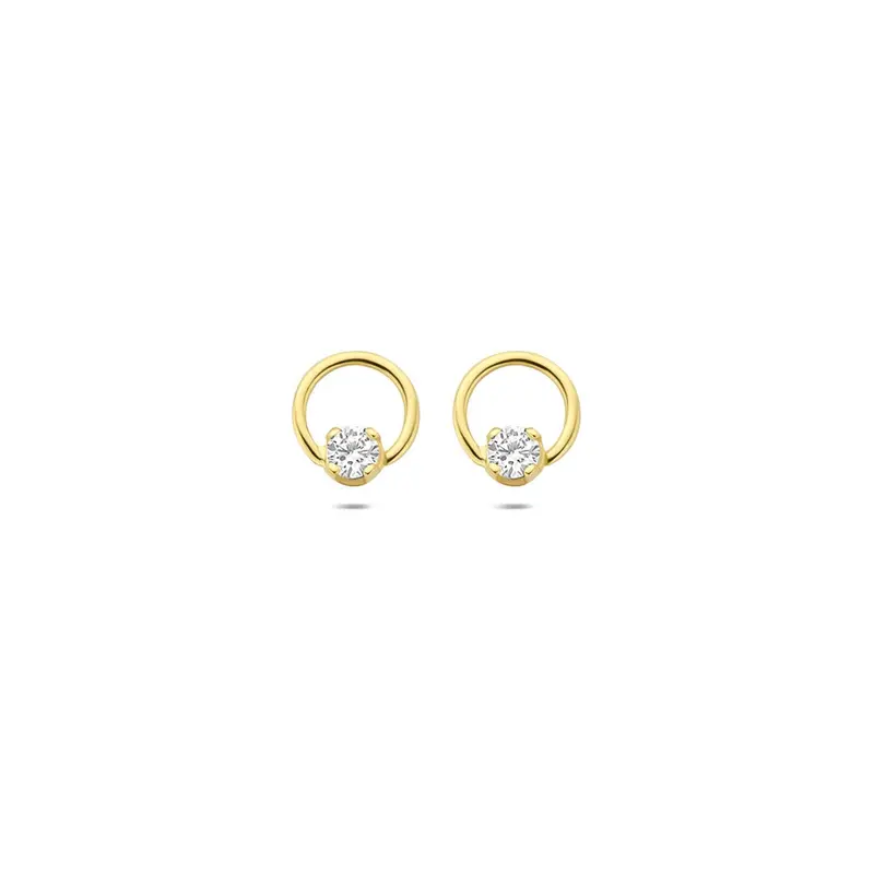14k geelgouden oorknoppen met lab grown diamant 0,13 ct