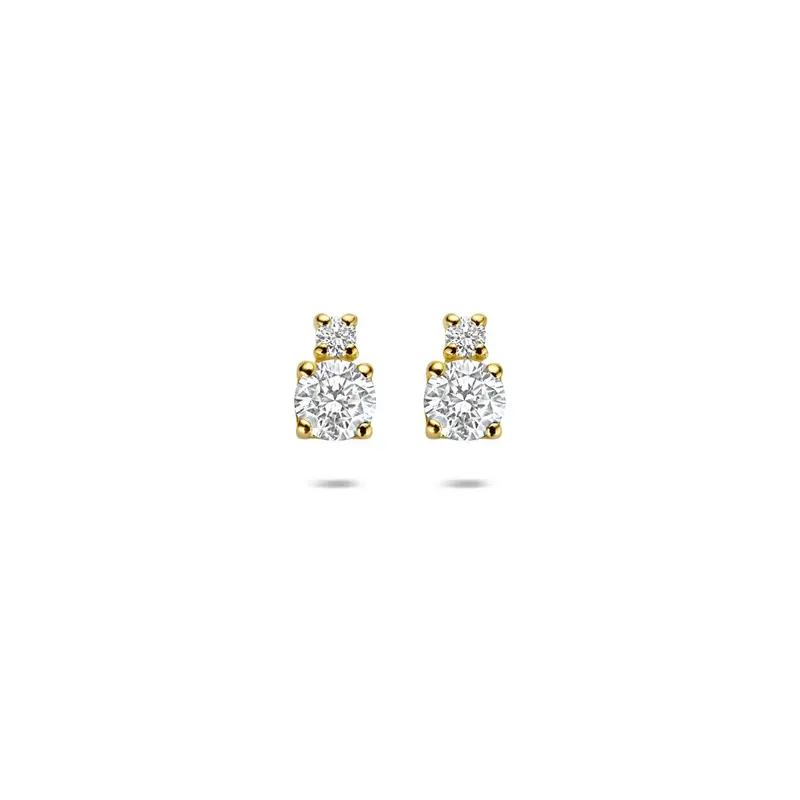 14k Geelgouden oorknoppen met lab grown diamant