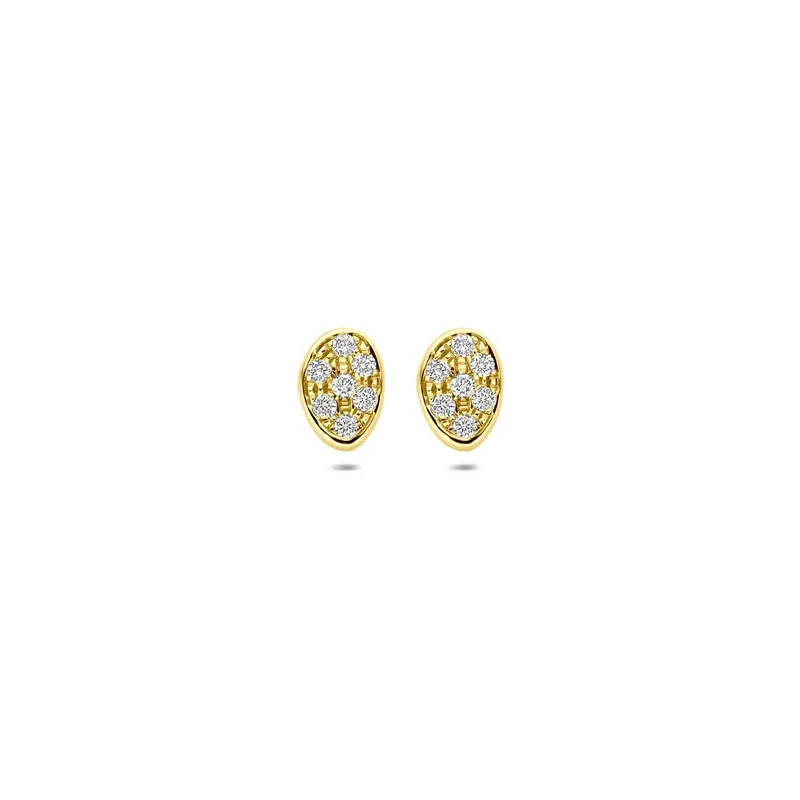 14k geelgouden oorknoppen met pavé gezette diamant