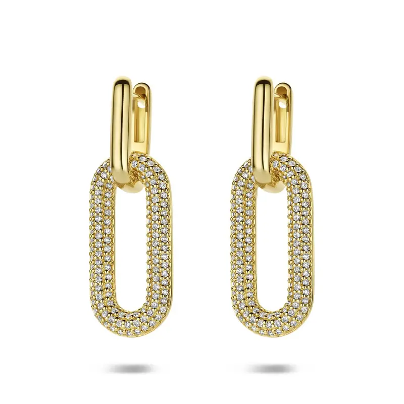 14k geelgouden oorringen met diamant