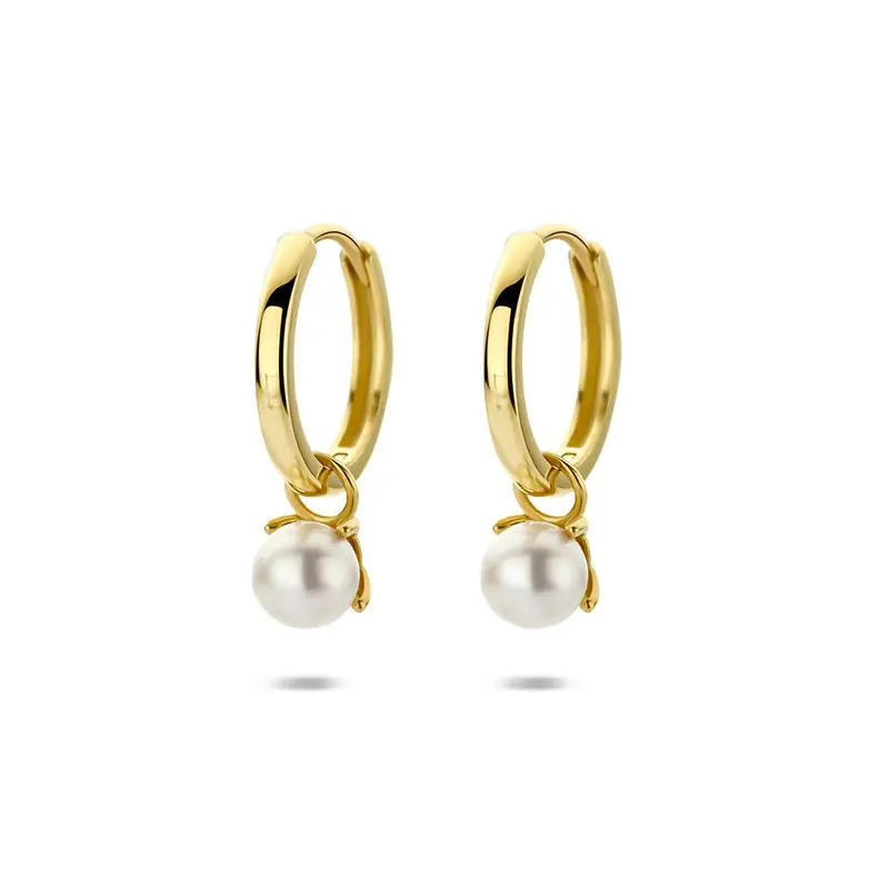 14k geelgouden oorringen met parels