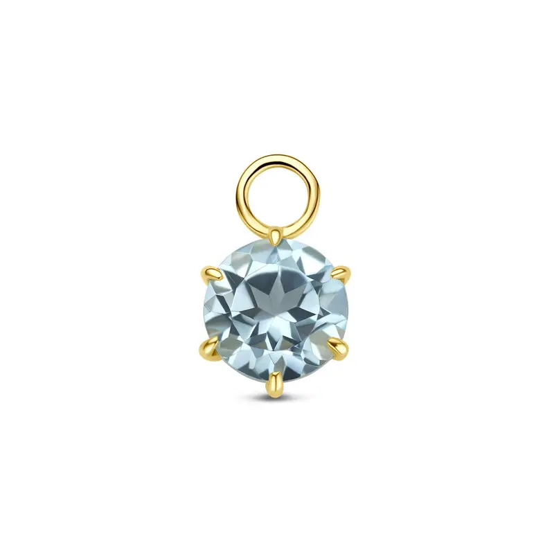 14k geelgouden oorringhanger met blauwe topaas