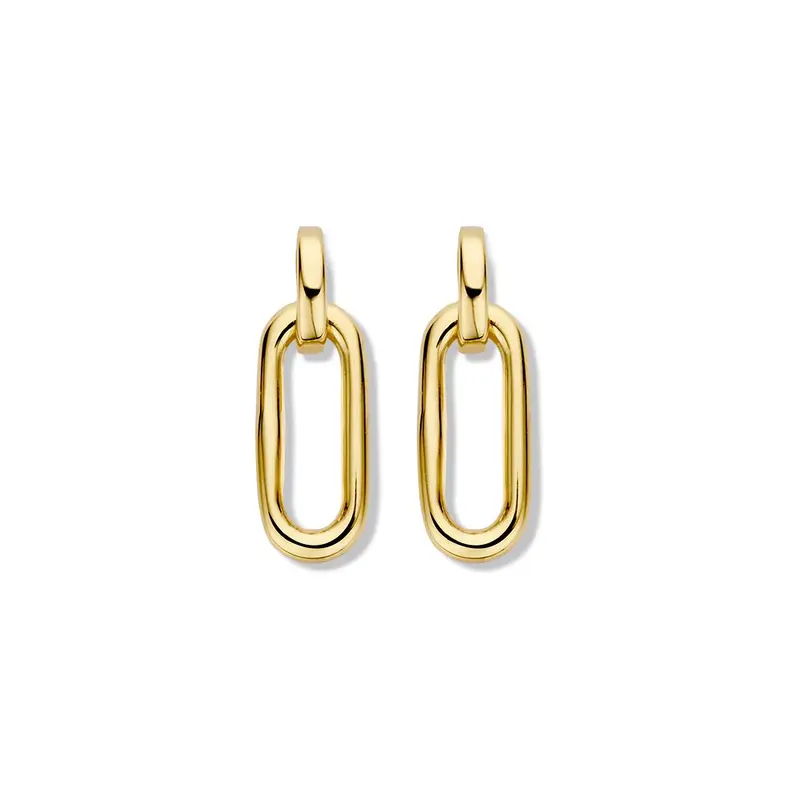 14K Geelgouden Oorstekers met Paperclip Schakel