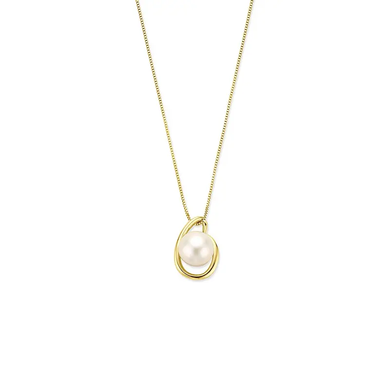 14k Geelgouden parel collier dames