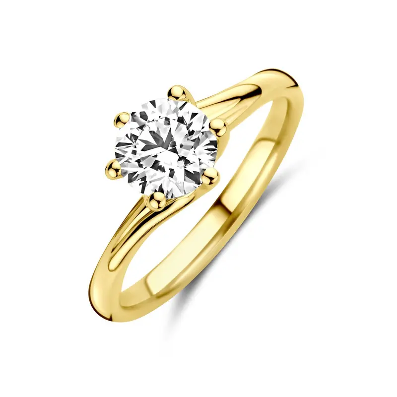 14k Geelgouden ring met 1.00ct lab grown diamant