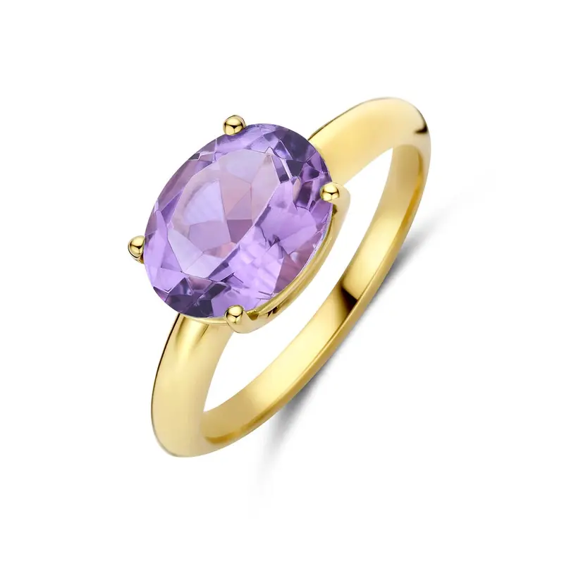 14k Geelgouden ring met amethist