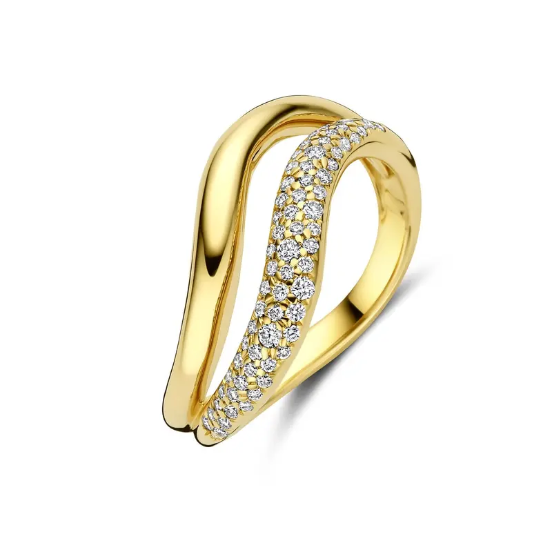 14k Geelgouden ring met diamant 0.32ct