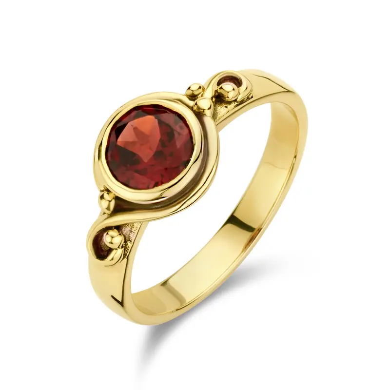 14K Geelgouden Ring met Granaat