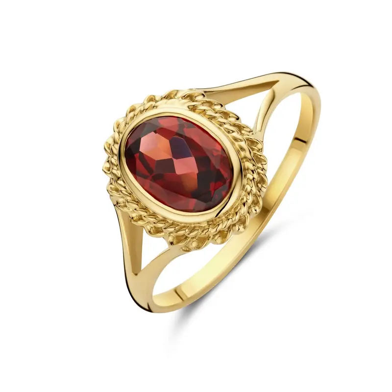 14k Geelgouden Ring met Granaat