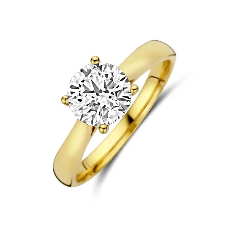 14k Geelgouden ring met lab grown diamant 1.50ct