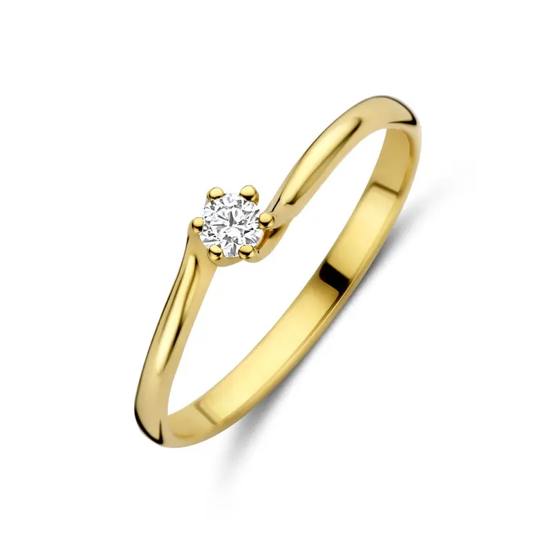 14k Geelgouden ring met lab grown diamant