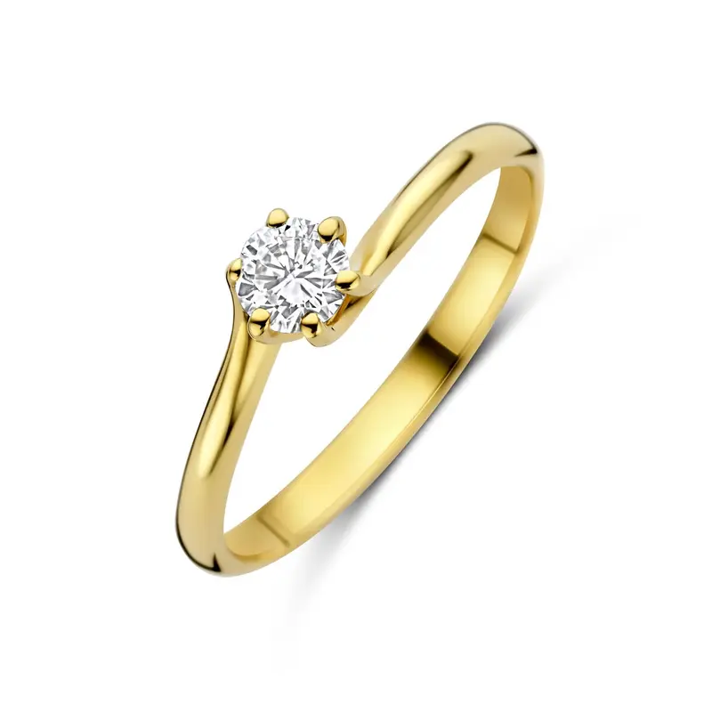 14k Geelgouden ring met lab grown diamant