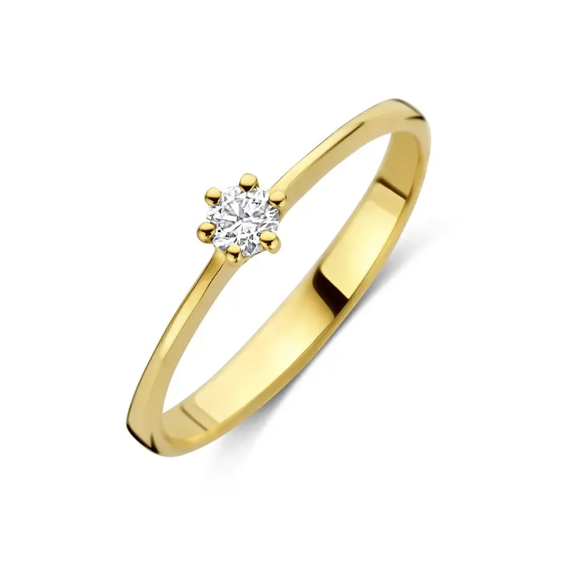 14k Geelgouden ring met lab grown diamant
