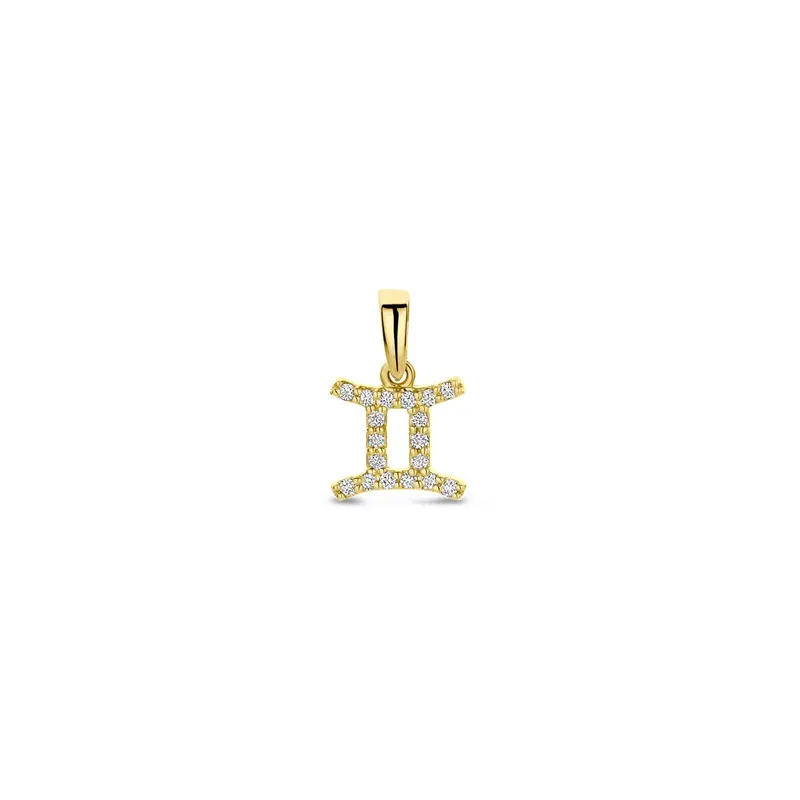 14k geelgouden sterrenbeeld hanger met diamant