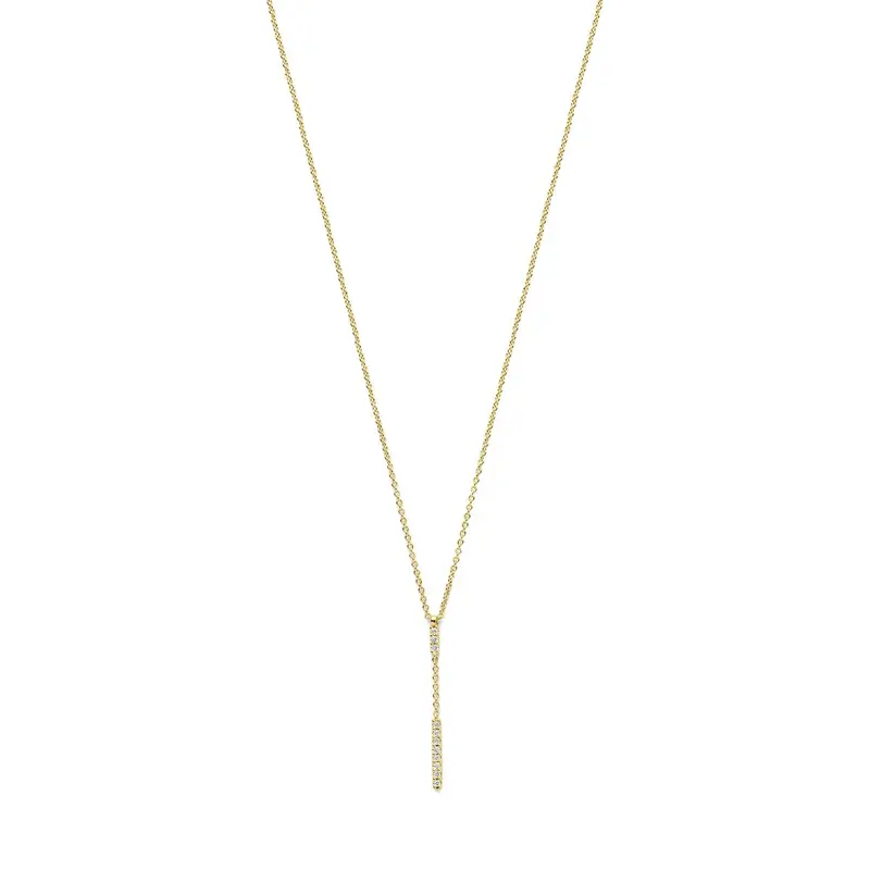 14k Geelgouden y-collier met diamant