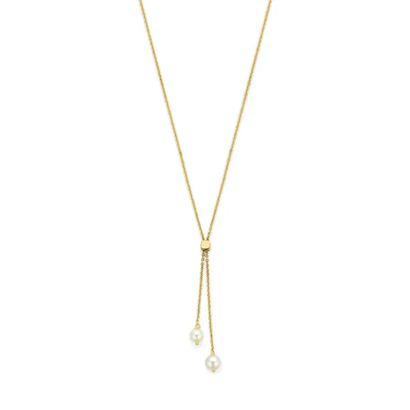 14k Geelgouden Y-collier met parels