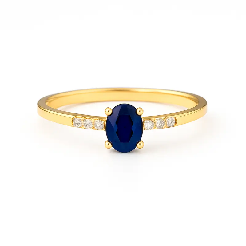 14K Goud Diamant Saffier Eva Ring