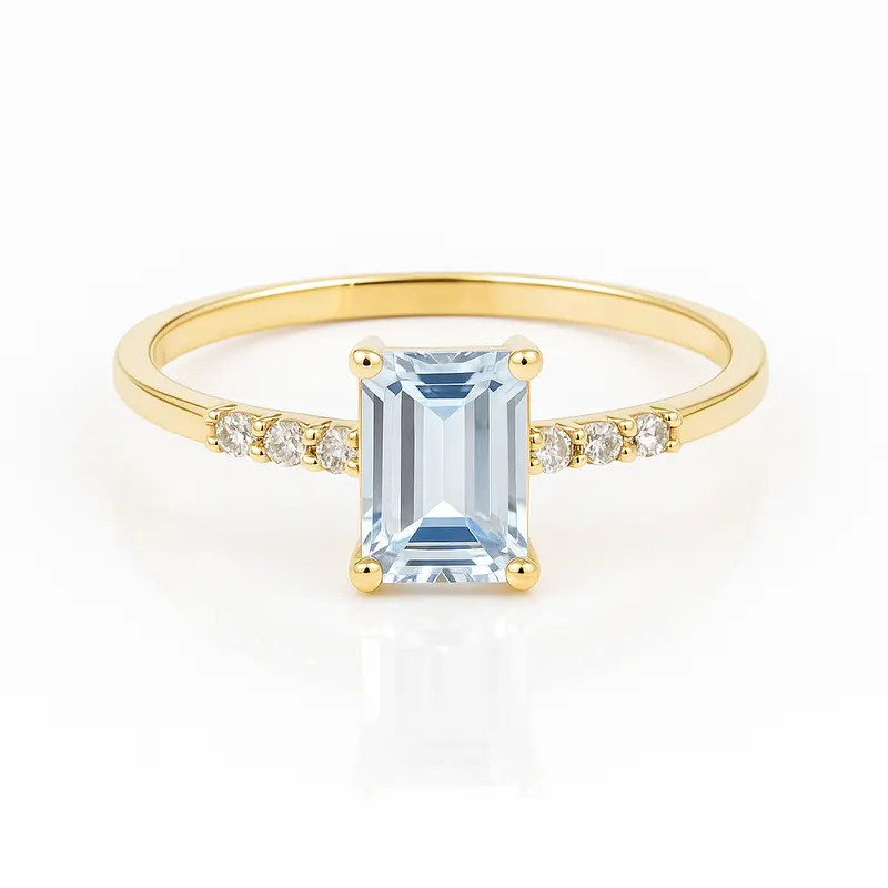14K Goud Nila Aquamarijn Diamant Ring