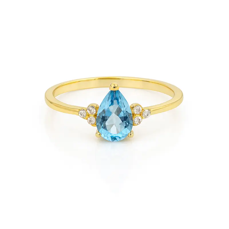 14K Goud Topaas Diamant Mika Ring
