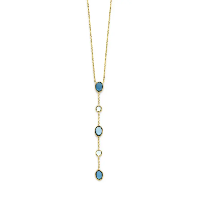 14k gouden dames ketting met London Blue en blauwe topaas – 45-47 cm