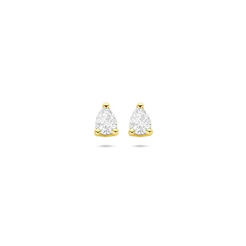 14k gouden oorknoppen met peervormige zirkonia – 5 mm