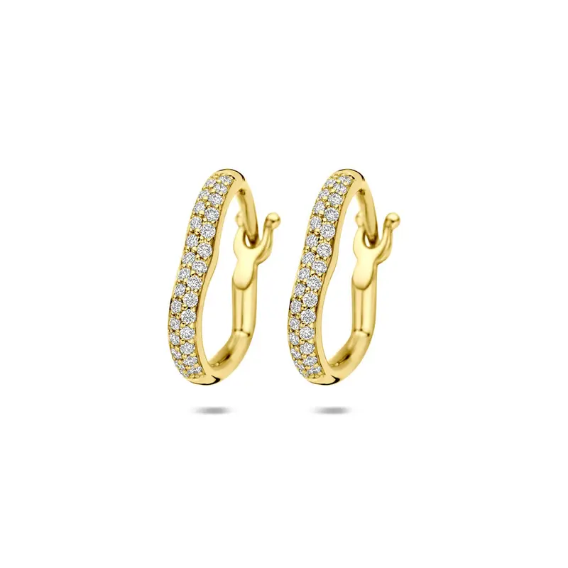 14k Gouden oorringen hart met diamant