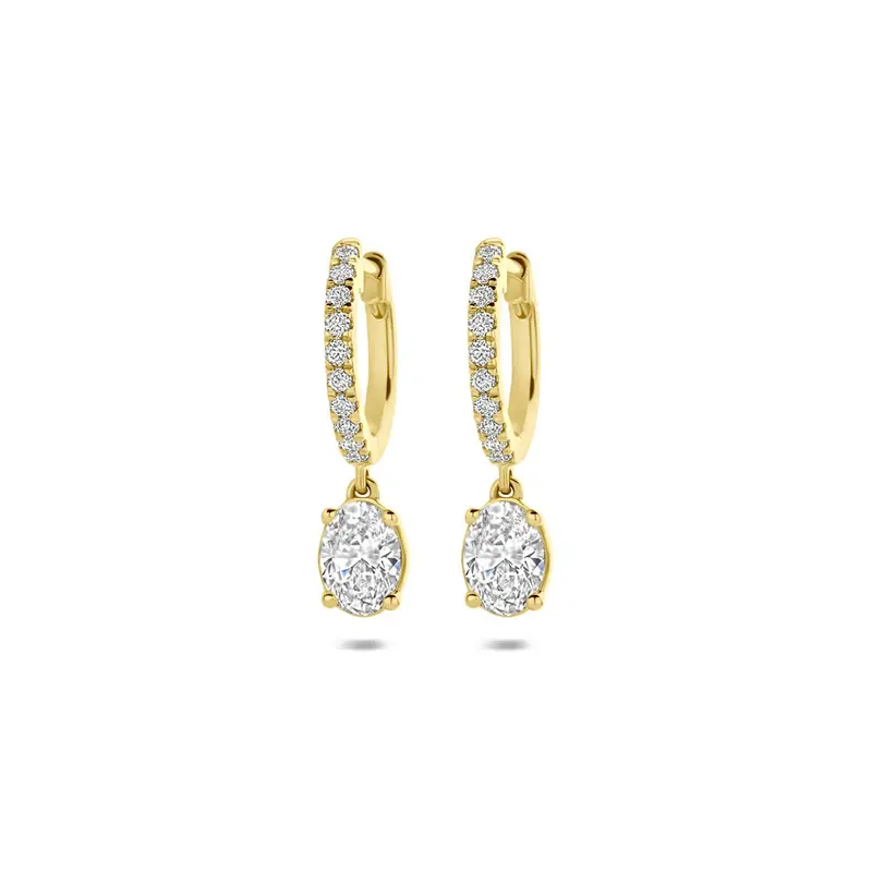 14k Gouden oorringen met lab grown diamant