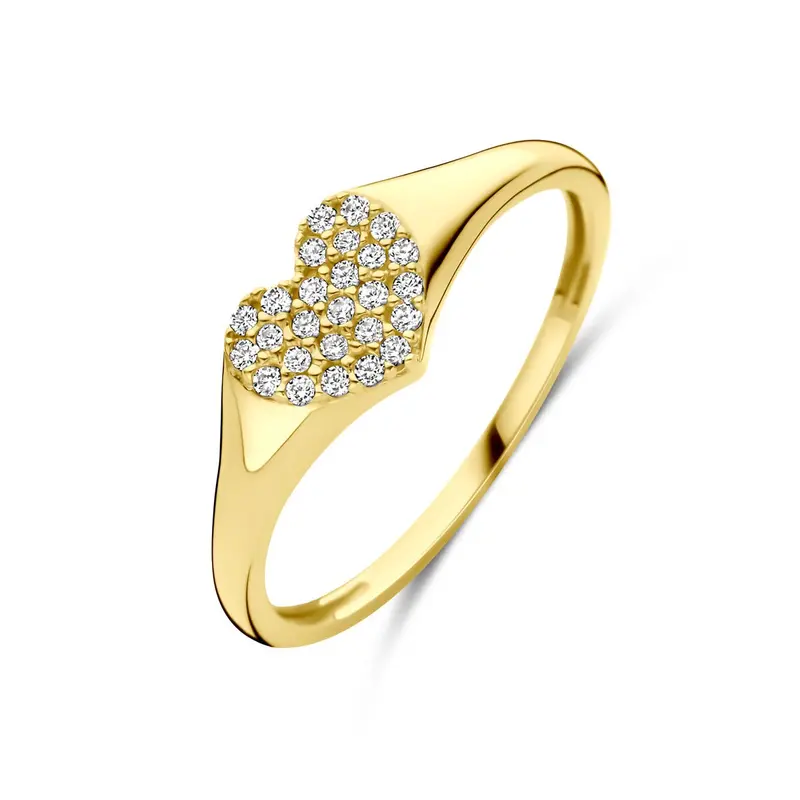 14k gouden ring met hart van zirkonia – 6 mm