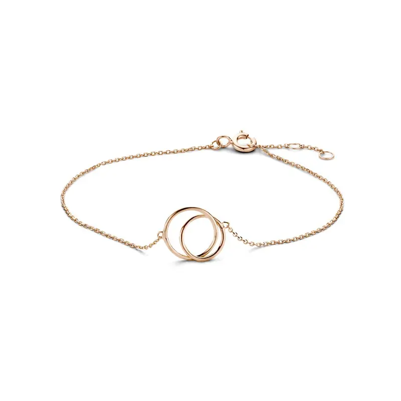 14k rosegouden dames armband met open rondjes