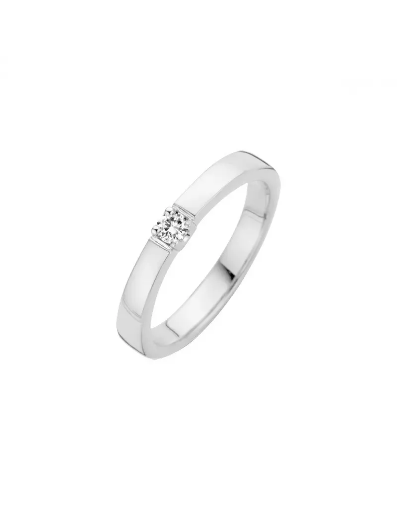 14K Witgoud Memoire Diamant Ring 1 x 0.03 ct