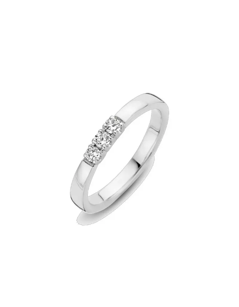 14K Witgoud Memoire Diamant Ring 3 x 0.12 ct