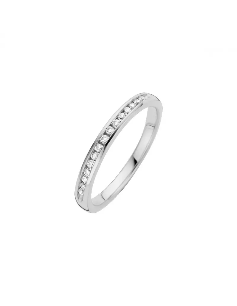 14K Witgoud Sider Diamant Ring 15 x 0.01 ct