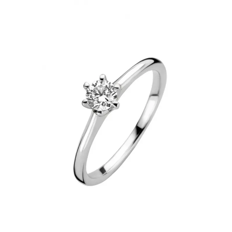 14K Witgoud Solitair Diamant Ring 0.15 ct