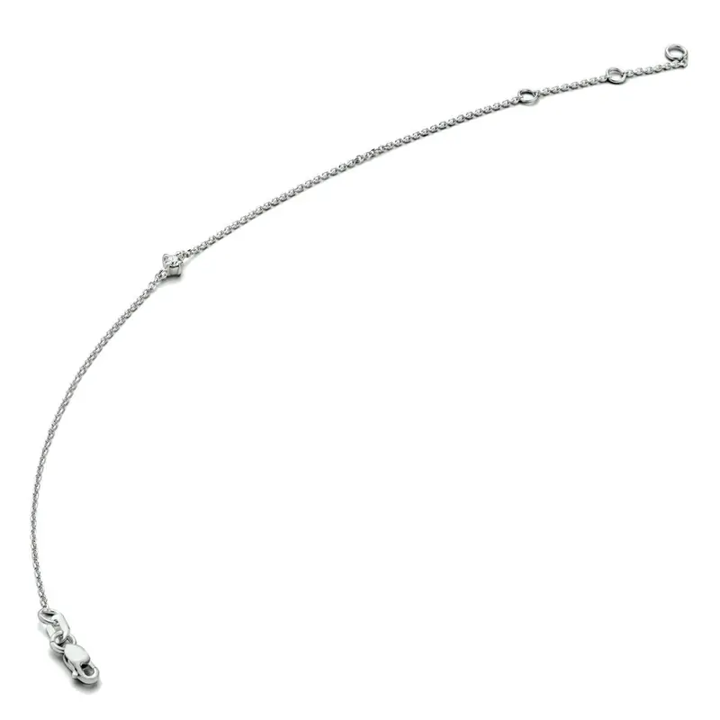 14k Witgouden armband met diamant 0,03 ct