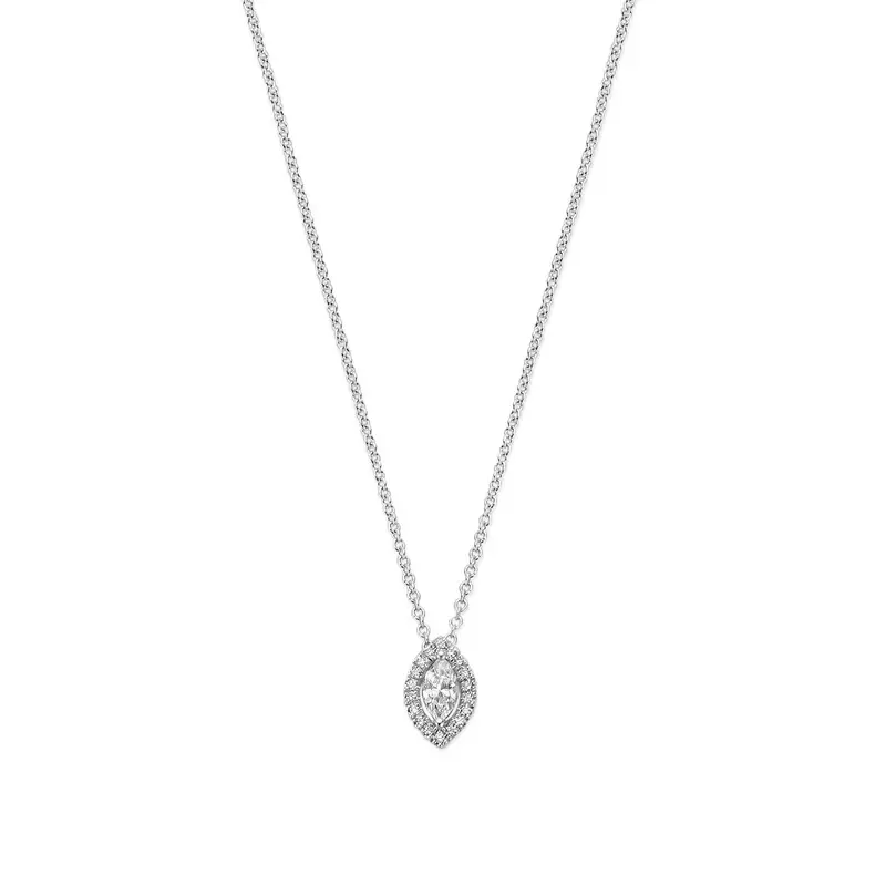 14k Witgouden Collier met Diamant
